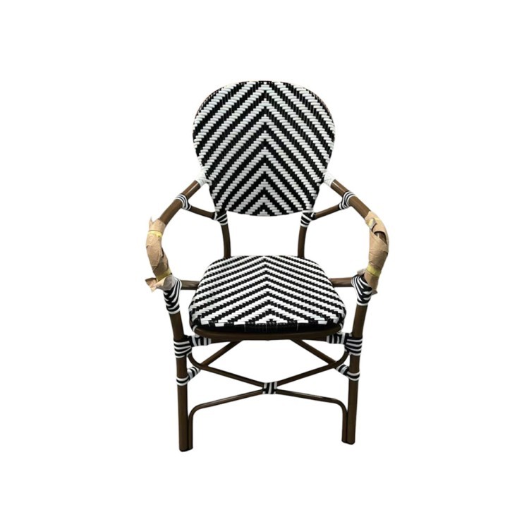 Полукресло E3011-W126 (black+white), металл, искусственный ротанг, brown/black/white, ROOMERS FURNITURE