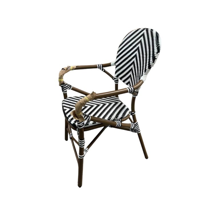 Полукресло E3011-W126 (black+white), металл, искусственный ротанг, brown/black/white, ROOMERS FURNITURE