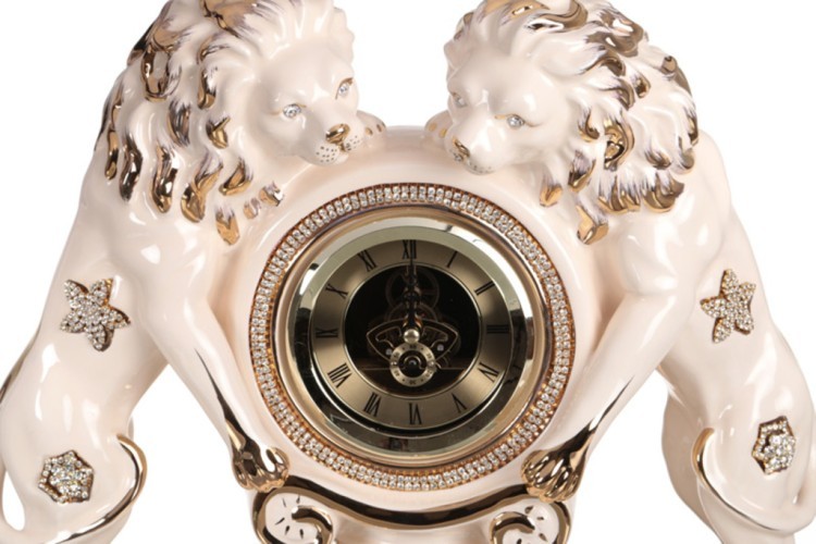 Часы настольные "два льва" 37*16*36 см. Hangzhou Jinding (98-1367) 