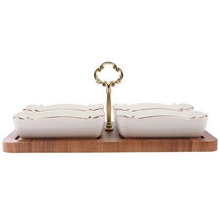 Менажница на подставке 4 блюда 6пр керамика LR (90034-325)