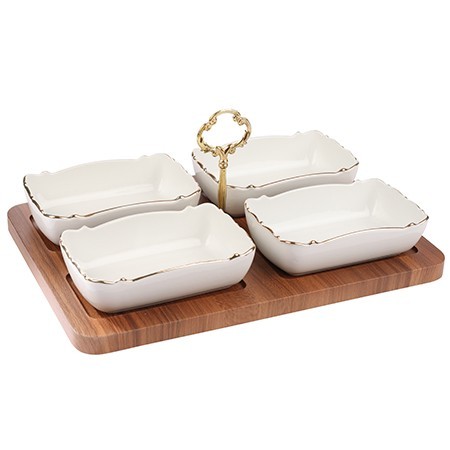 Менажница на подставке 4 блюда 6пр керамика LR (90034-325)