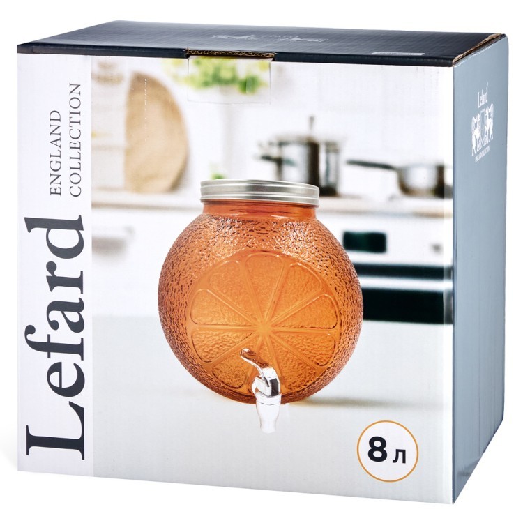Диспенсер для напитков "orange", 25,5*21,5*25,5 см, 8 л Lefard (718-205)