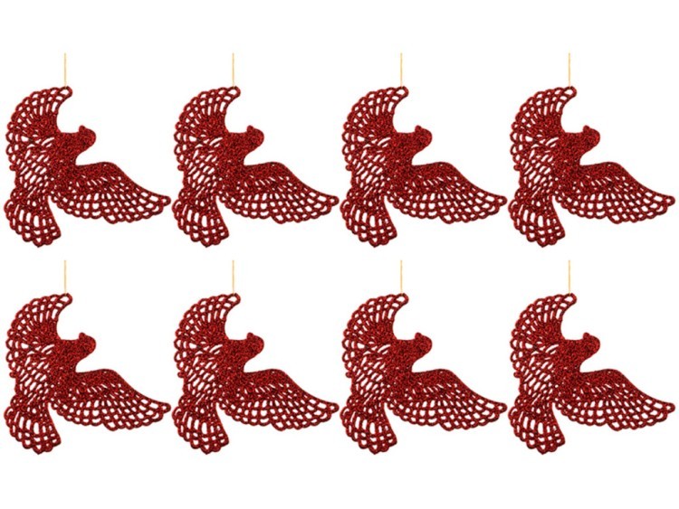 Декоративное изделие:набор птичек из 8 шт. цвет: красный высота=11 см Lefard (858-068)