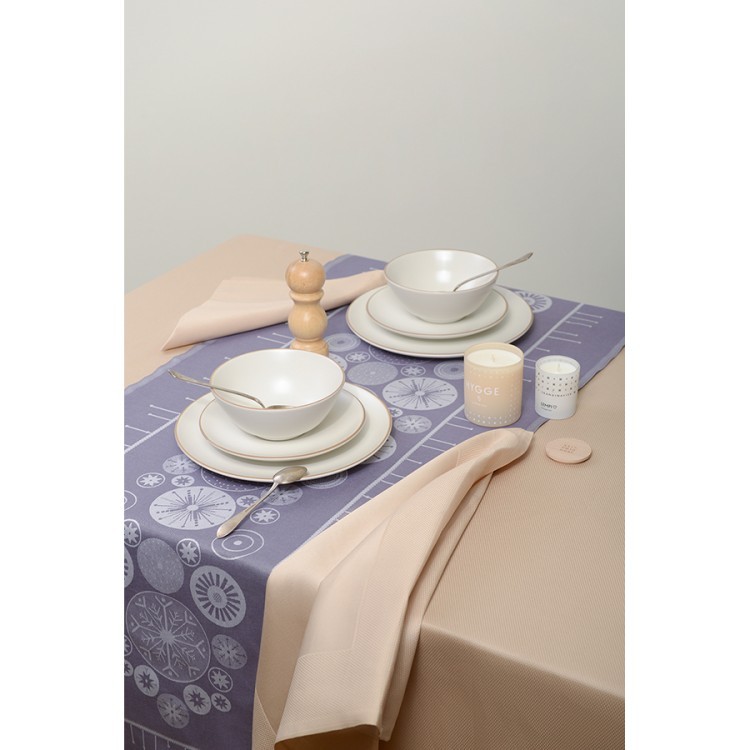 Дорожка из хлопка фиолетово-серого цвета с рисунком Ледяные узоры, new year essential, 53х150см (72140) Дорожка из хлопка фиолетово-серого цвета с рисунком Ледяные узоры, new year essential, 53х150см (72140)