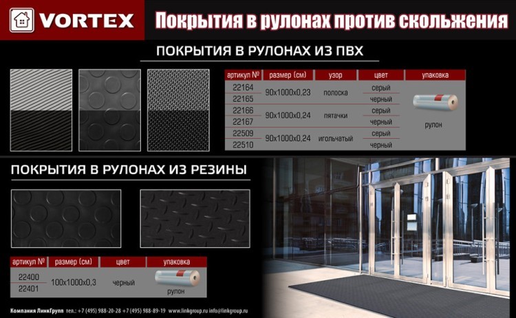 Противоскользящий коврик ПВХ Vortex Игольчатый 2,4 мм 0,9х10 м черный 22510 (63324) Противоскользящий коврик ПВХ Vortex Игольчатый 2,4 мм 0,9х10 м черный 22510 (63324)