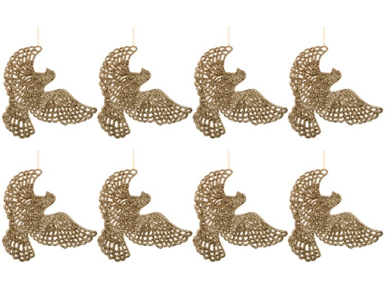 Декоративное изделие:набор птичек из 8 шт. цвет: золото высота=11 см  (кор=300 наб.) Lefard (858-069)