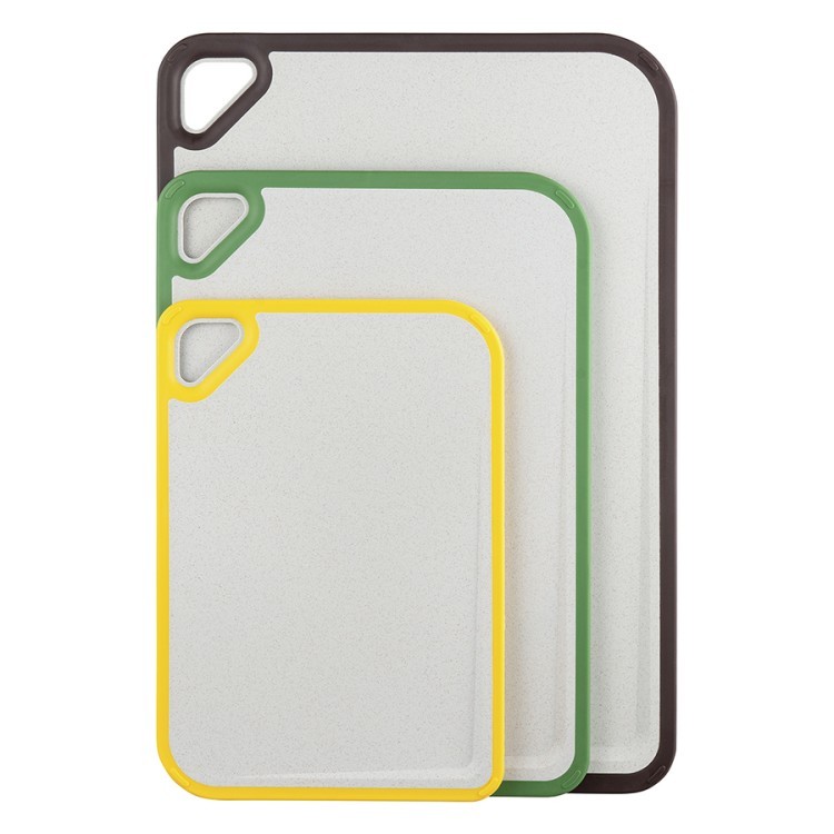 Доска разделочная из пшеничного волокна homi, 29х20 см, светло-серая с желтым кантом (74905)