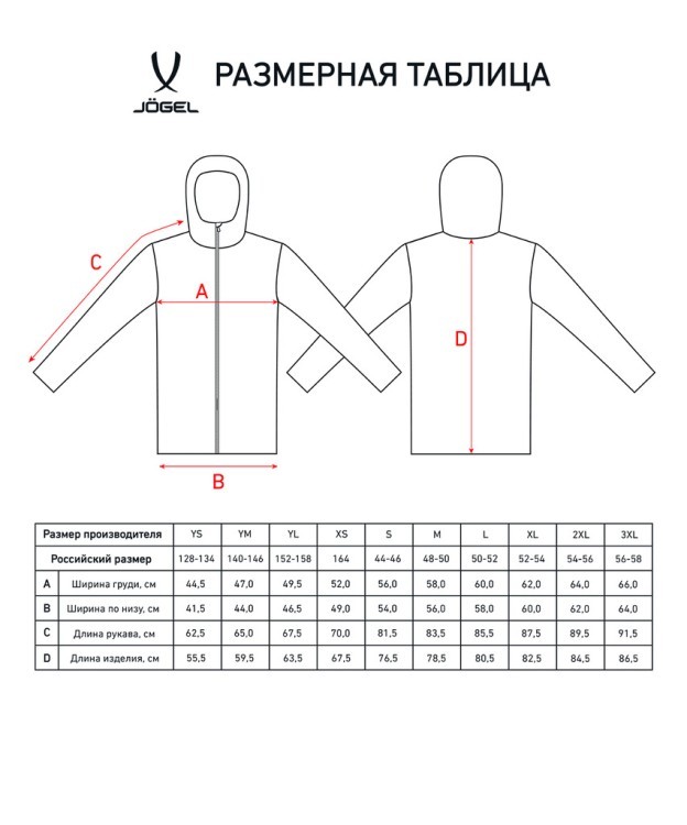 Куртка ветрозащитная JÖGEL CAMP Rain Jacket, красный, детский (2095487)