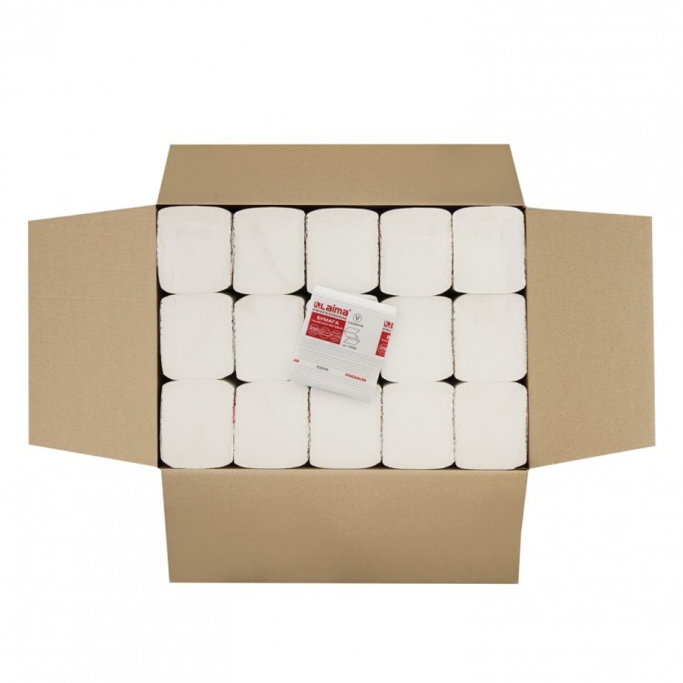 Бумага туалетная листовая 250 шт. Laima Premium 2-слойная белая 21х11 см комп. 30 пачек 112515 (1) (90741)