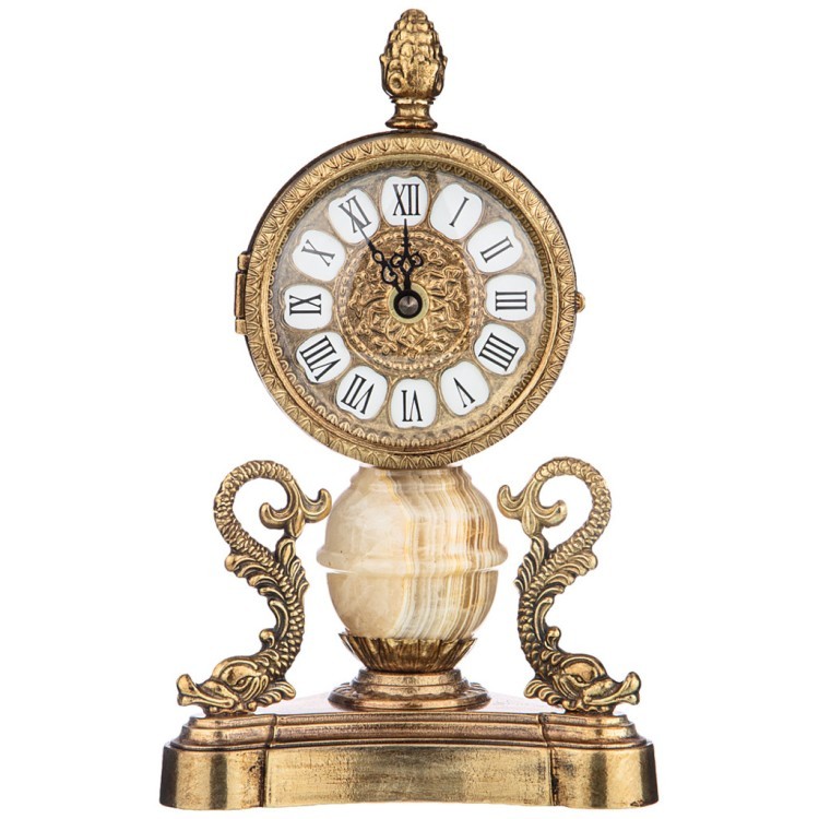 Часы настольные (кварцевые) высота 14,5 см циферблата 9 см Olympus Brass (292-034)