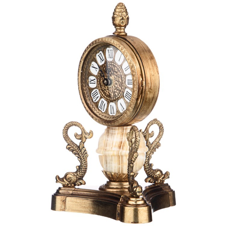 Часы настольные (кварцевые) высота 14,5 см циферблата 9 см Olympus Brass (292-034)