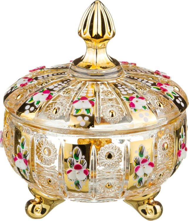 Конфетница с крышкой "lefard gold glass" диаметр=12 см. высота=14 см. Lefard (195-103)