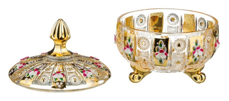 Конфетница с крышкой "lefard gold glass" диаметр=12 см. высота=14 см. Lefard (195-103)