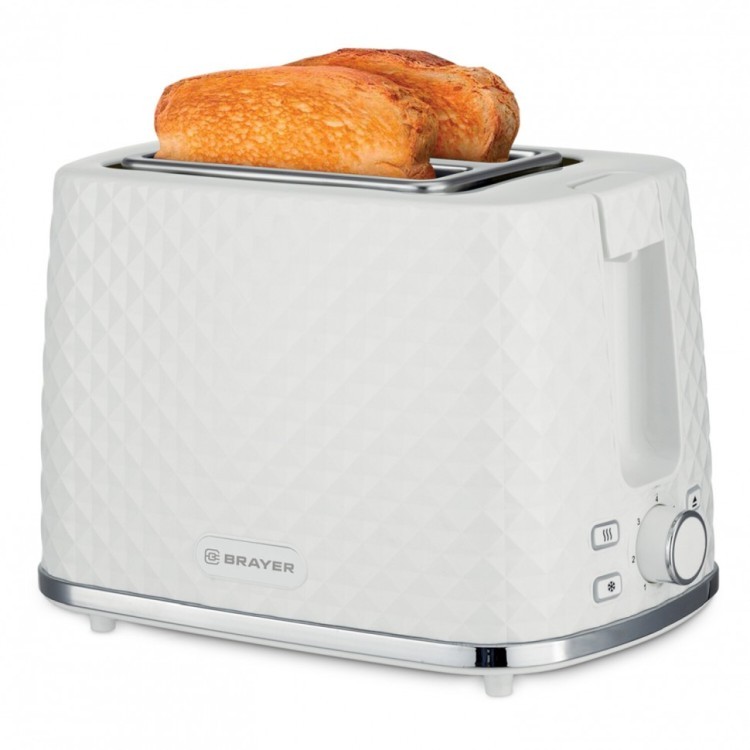 Тостер BRAYER BR2101 930 Вт 2 тоста 7 режимов пластик белый 456605 (1) (94242)