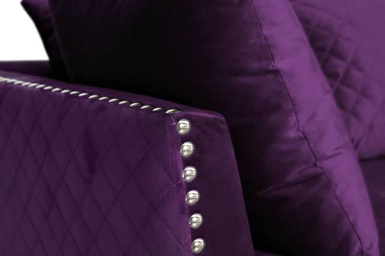 Диван Sorrento трехместный, велюр фиолетовый Ром98 250*101*90см (TT-00002529)
