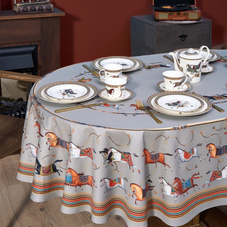 Скатерть  овальная  "passage" ,160х220см, 100% хлопок,твил c пропиткой, серый Lefard (850-761-41)