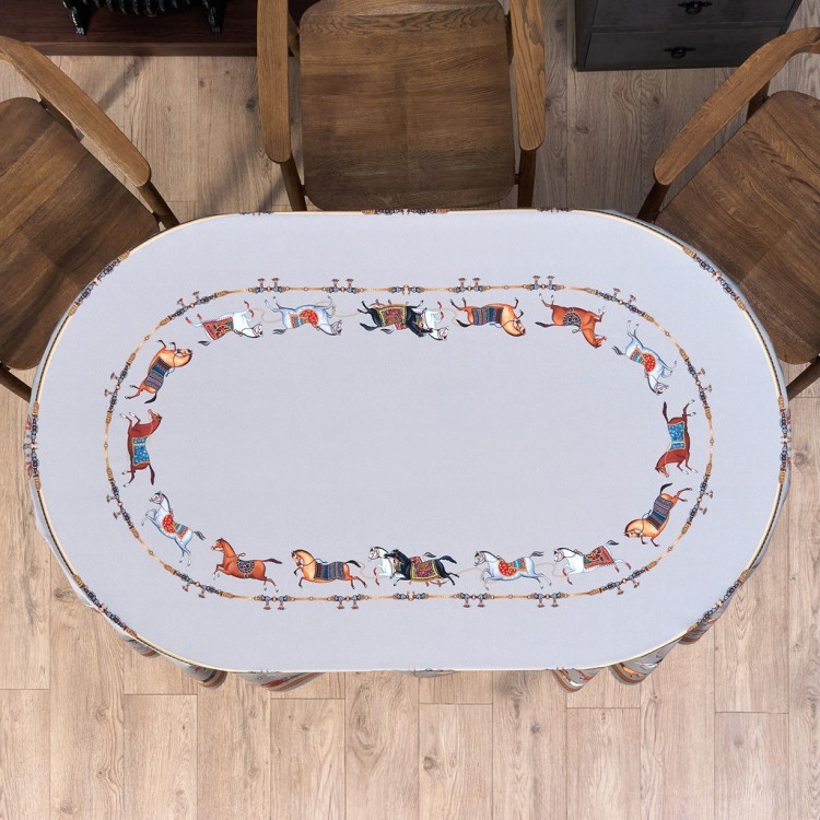 Скатерть  овальная  "passage" ,160х220см, 100% хлопок,твил c пропиткой, серый Lefard (850-761-41)