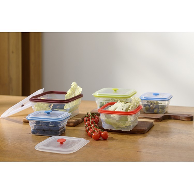 Контейнер для переноски и хранения силиконовый квадратный складной silikobox, 900 мл, зеленый (74699)