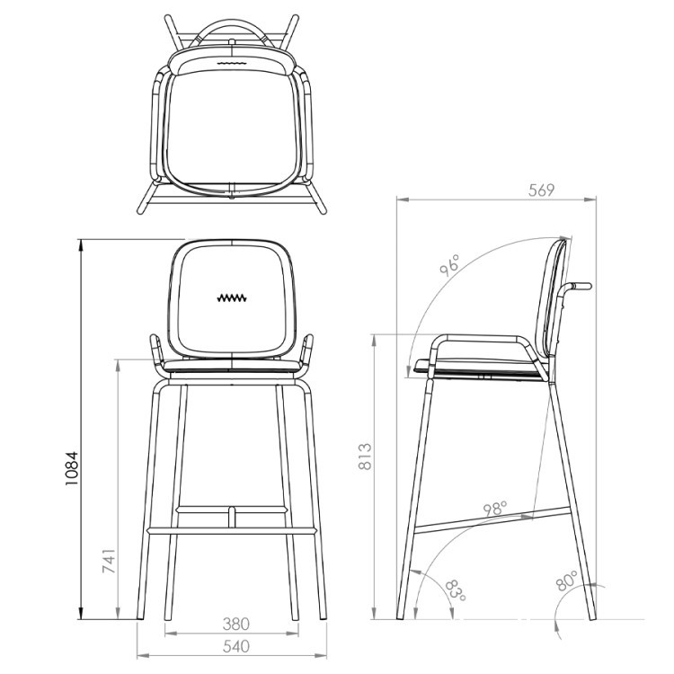 Стул барный ror, 2 frame, велюр, черный/зеленый (75294) Стул барный ror, 2 frame, велюр, черный/зеленый (75294)