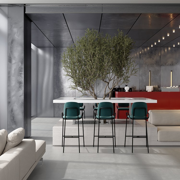 Стул барный ror, 2 frame, велюр, черный/зеленый (75294)