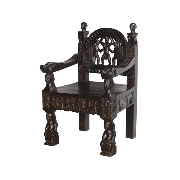 Полукресло XIX век, Индия PA5203, Тиковое дерево, dark brown, ROOMERS ANTIQUE