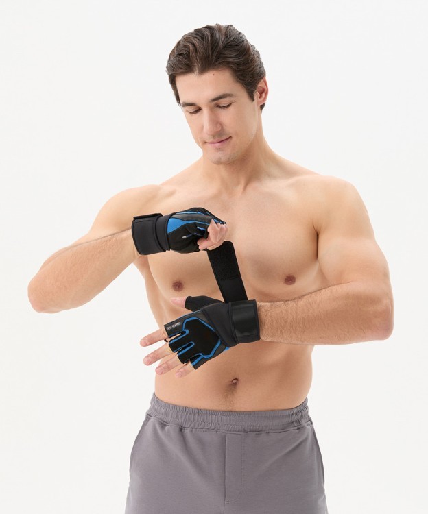 Перчатки для фитнеса STARFIT WG-201, черный/синий (2119229)