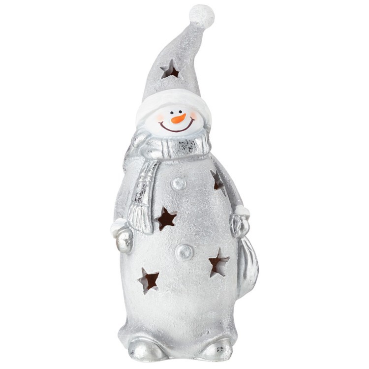 Фигурка декоративная "снеговик в колпаке с мешком" с подсветкой 13*11*31cм Lefard (169-598)