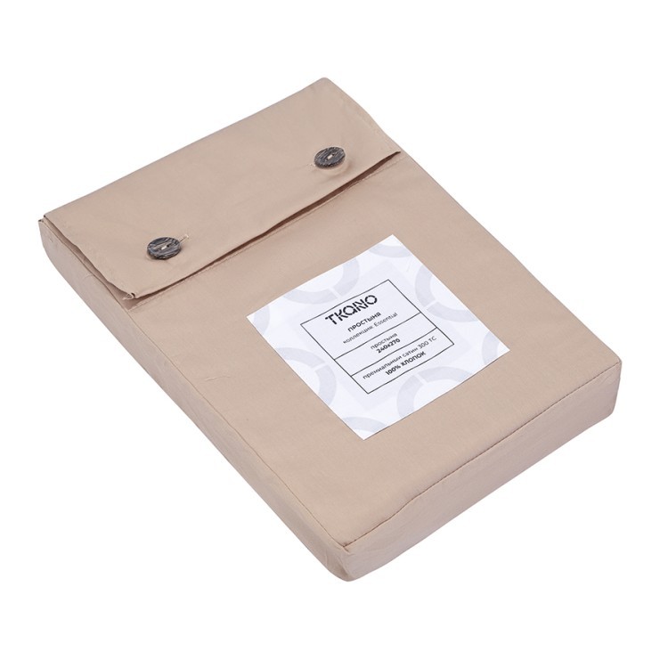 Простыня из премиального сатина бежевого цвета из коллекции essential, 240х270 см (79833)