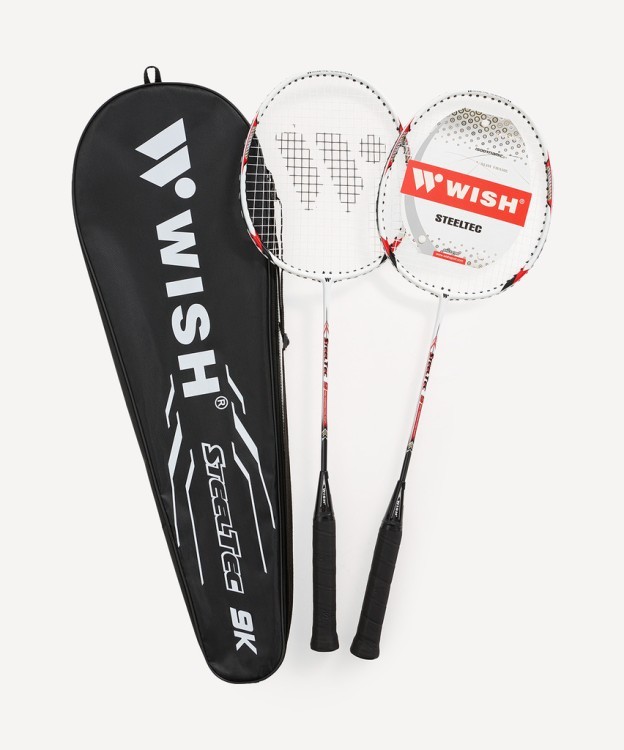 Набор для бадминтона WISH Steeltec 9, 2 ракетки, белый/красный (1585197)