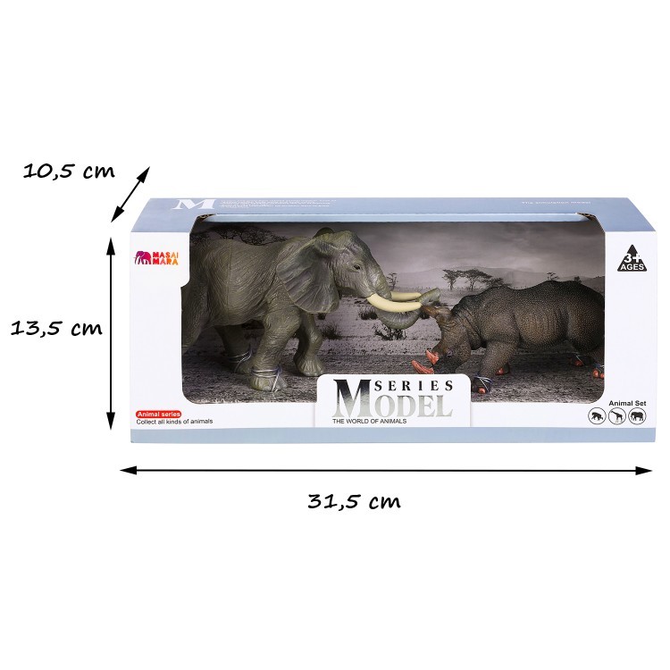 Набор фигурок животных серии "Мир диких животных": Слон и носорог, 2 предмета (MM211-248)