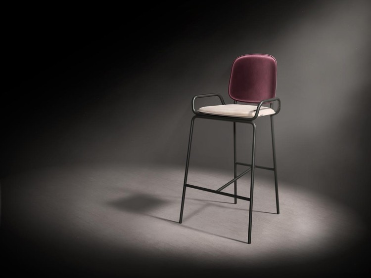 Стул барный ror, 2 frame, велюр, черный/пурпурный/серый (75295)