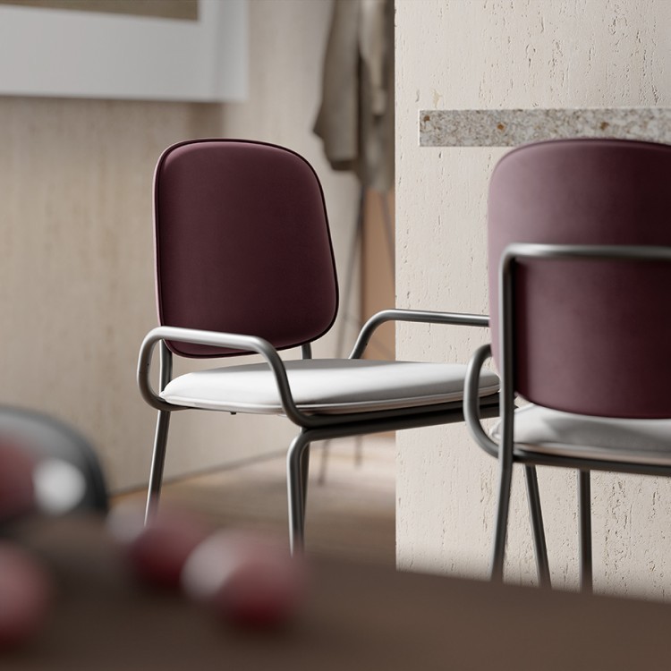 Стул барный ror, 2 frame, велюр, черный/пурпурный/серый (75295)