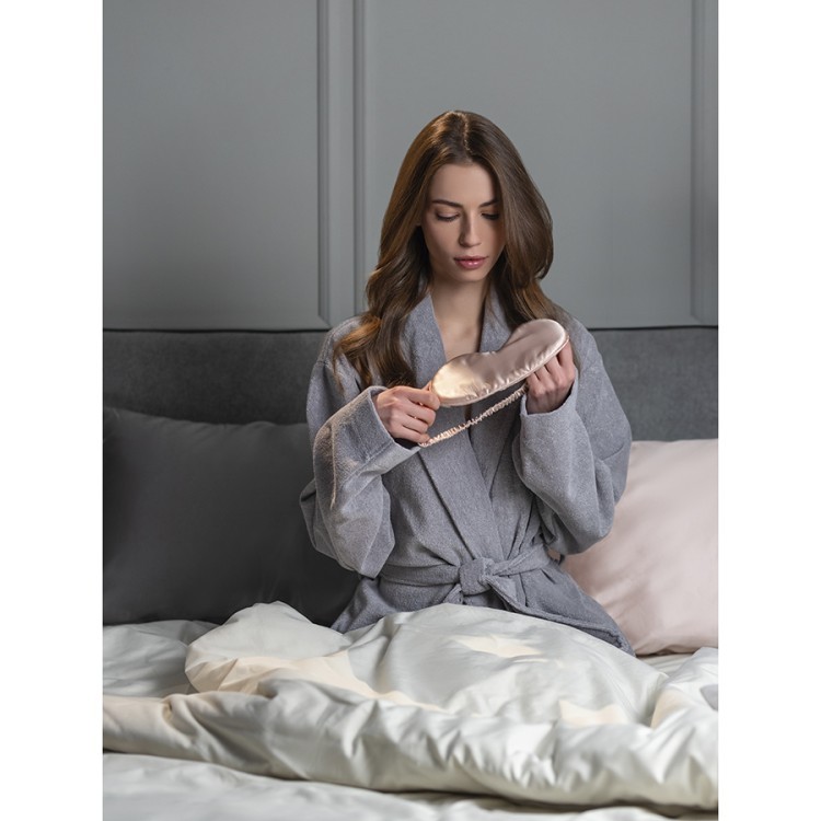 Халат махровый из чесаного хлопка серого цвета из коллекции essential, размер l (75420)