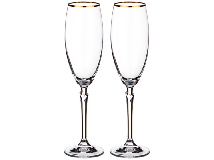 Набор бокалов для шампанского из 2 шт. "celebration" 220 мл высота=25 см (кор=24набор.) Bohemia Crystal (674-635)