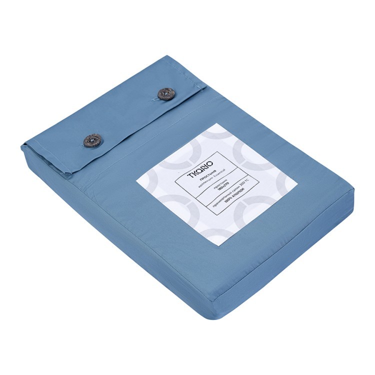 Простыня из премиального сатина джинсово-синего цвета из коллекции essential, 180х270 см (79834)