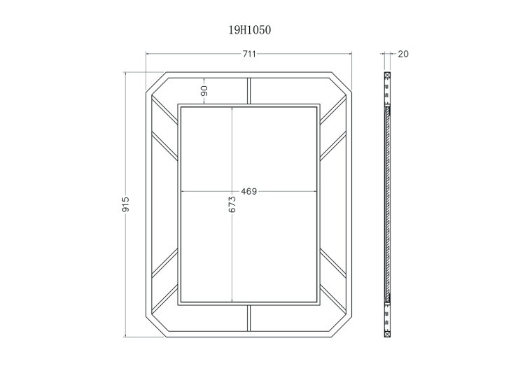 Зеркало прямоугольное в метал. раме цвет золото 71*91*2см (TT-00004736)