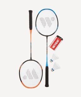 Набор для бадминтона WISH Alumtec 327, 2 ракетки, 2 волана, оранжевый/синий (1585198)