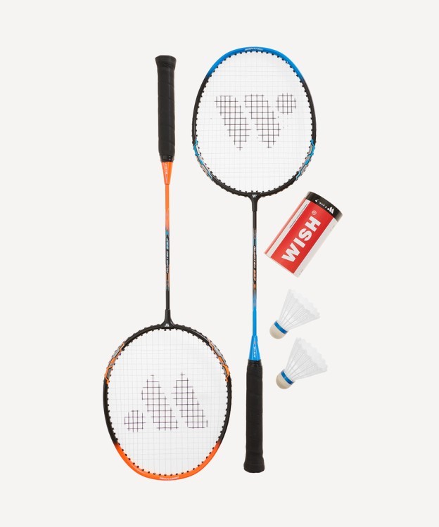 Набор для бадминтона WISH Alumtec 327, 2 ракетки, 2 волана, оранжевый/синий (1585198)