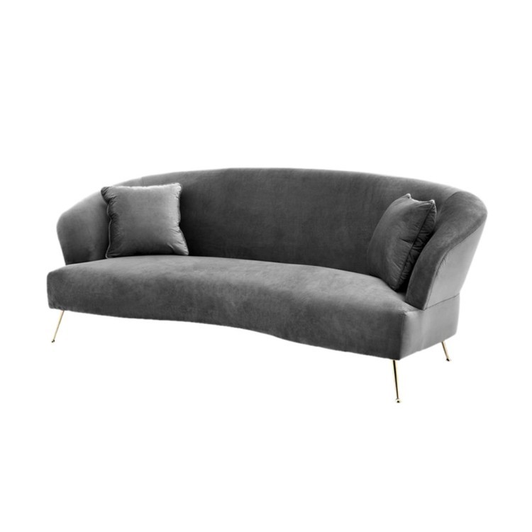 Диван S0296-3D/AR108-34#grey, Нержавеющая сталь, бархат, Dark grey/gold, ROOMERS FURNITURE Диван S0296-3D/AR108-34#grey, Нержавеющая сталь, бархат, Dark grey/gold, ROOMERS FURNITURE