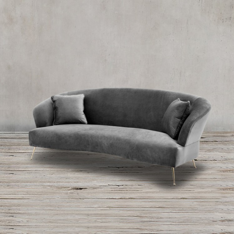 Диван S0296-3D/AR108-34#grey, Нержавеющая сталь, бархат, Dark grey/gold, ROOMERS FURNITURE Диван S0296-3D/AR108-34#grey, Нержавеющая сталь, бархат, Dark grey/gold, ROOMERS FURNITURE