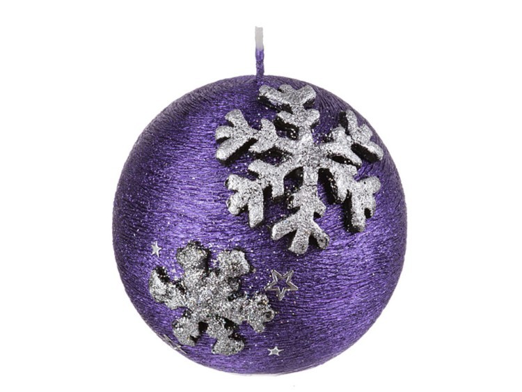 Свеча "снежинки" фиолетовый металлик диаметр=8 см Young Adpal (348-317) 