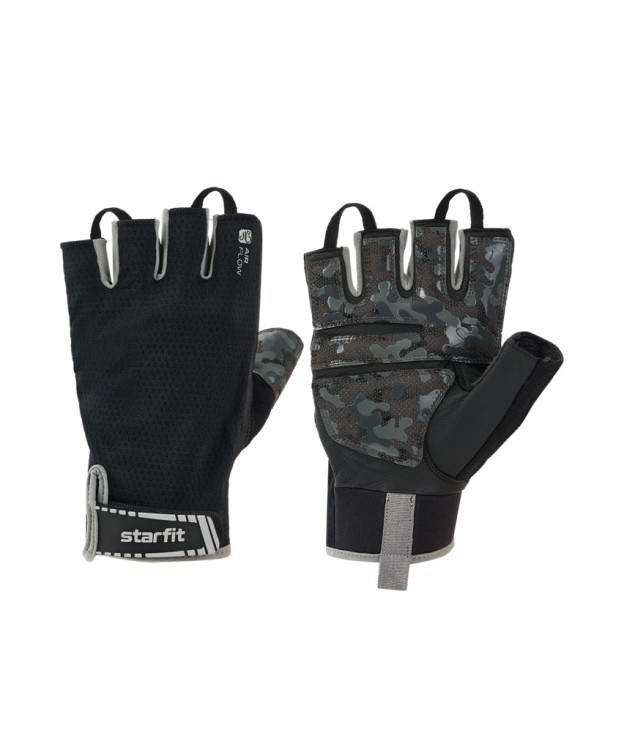Перчатки для фитнеса Starfit WG-203, черный/серый (2119241) Перчатки для фитнеса Starfit WG-203, черный/серый (2119241)
