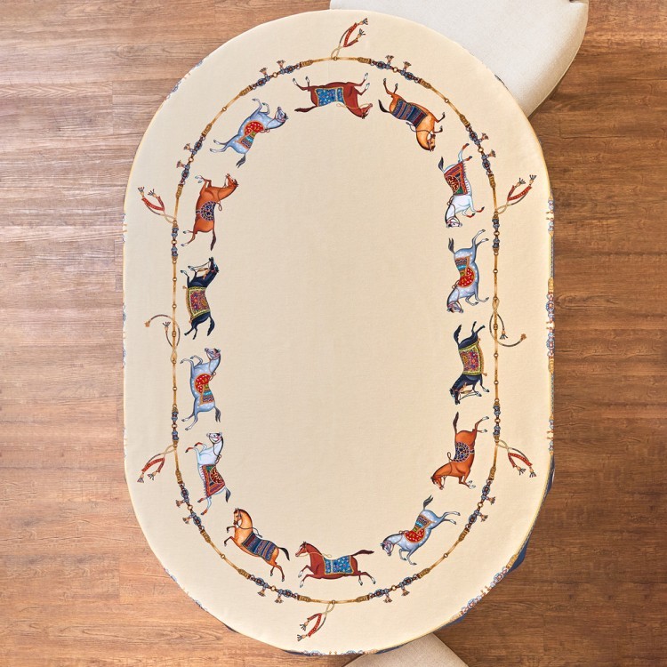 Скатерть овальная "passage"160х220см ,бежевый, 100% хлопок,твил, пропитка Lefard (850-758-41)