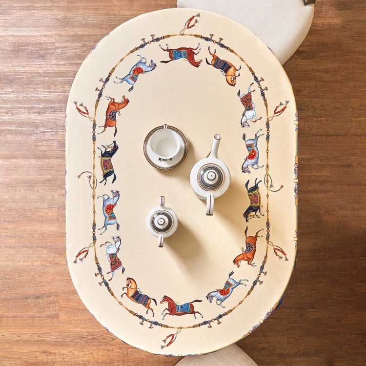 Скатерть овальная "passage"160х220см ,бежевый, 100% хлопок,твил, пропитка Lefard (850-758-41)