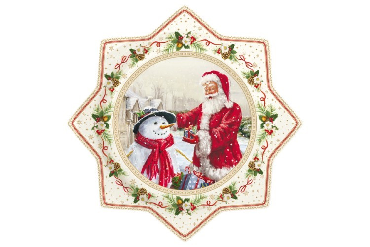 Блюдо для торта Дед Мороз и снеговик в подарочной упаковке - EL-R2070_CHTR_1 Easy Life (R2S)