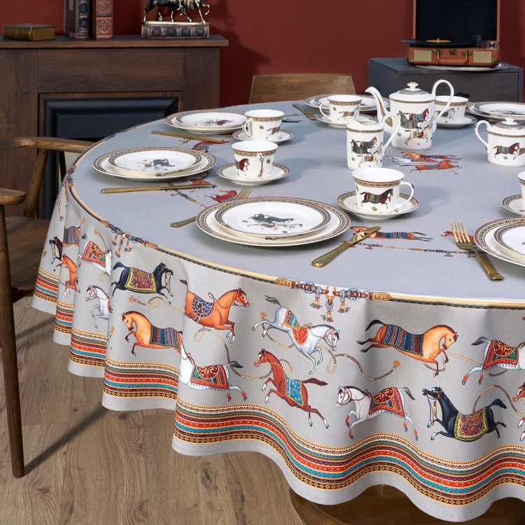 Скатерть круглая  "passage" ,d220см, 100% хлопок,твил c пропиткой, серый Lefard (850-761-26)