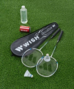 Набор для бадминтона WISH Steeltec 9, 2 ракетки, 2 волана, белый/синий (1585199)