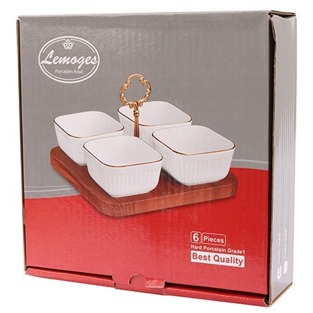 Менажница на подставке 4 блюда 6пр керамика LR (90052-345)