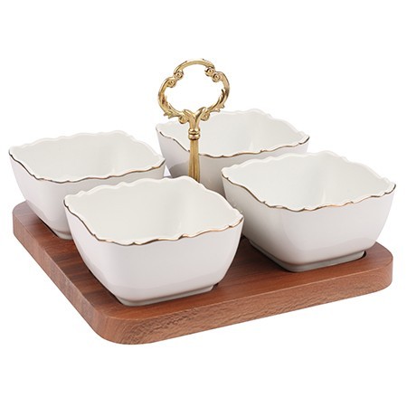 Менажница на подставке 4 блюда 6пр керамика LR (90052-345)