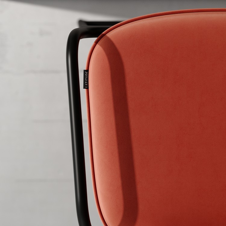 Стул барный ror, 2 frame, велюр, черный/темно-красный (75297)